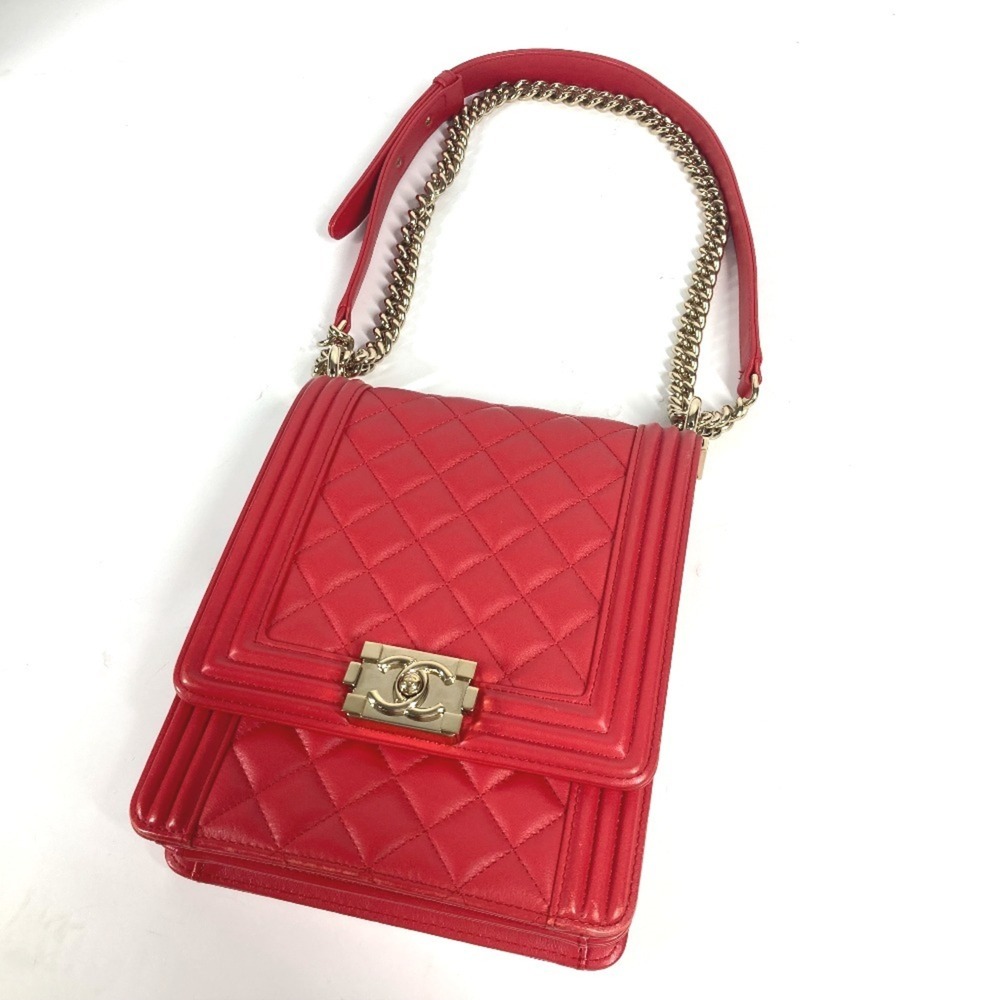 CHANEL CC Coco Mark Quilted Matelasse Boy Chanel Pochette Chain Shoulder Bag ...